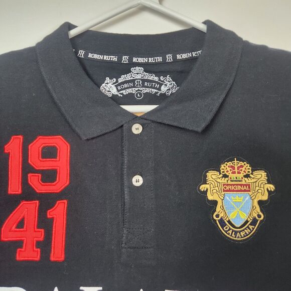 Robin Ruth Dalarna Polo Shirt Mens Sz L Embroidered Jersey Sports Fashion Travel - Picture 2 of 12